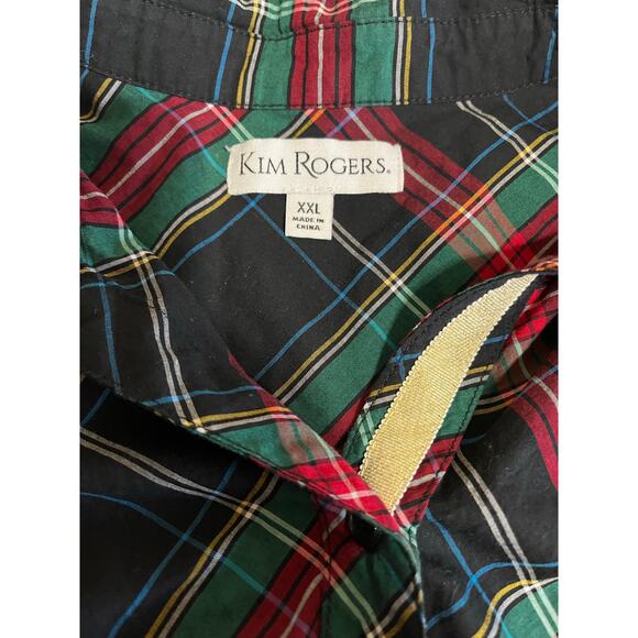 Kim Rogers Holiday Red, Blue, and Green Plaid Button Down Top Women’s XXL EUC - Picture 3 of 6